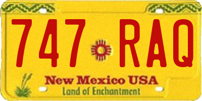 NM license plate 747RAQ