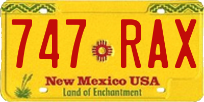 NM license plate 747RAX