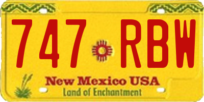 NM license plate 747RBW