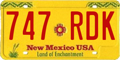 NM license plate 747RDK