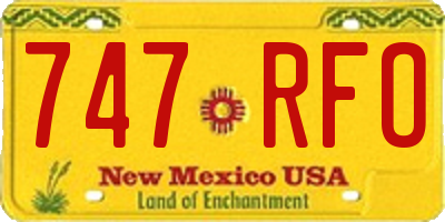 NM license plate 747RFO