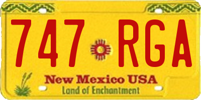 NM license plate 747RGA