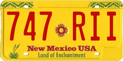 NM license plate 747RII