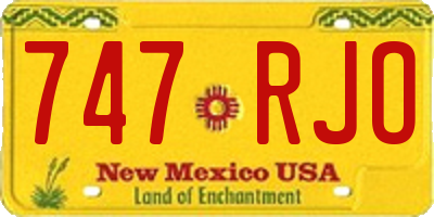 NM license plate 747RJO
