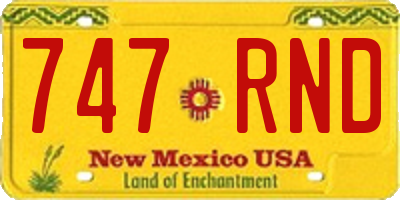 NM license plate 747RND