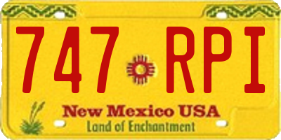 NM license plate 747RPI