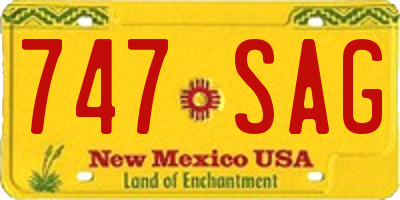 NM license plate 747SAG