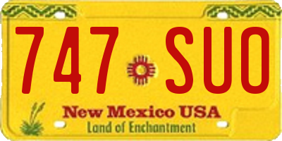 NM license plate 747SUO