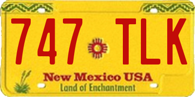 NM license plate 747TLK