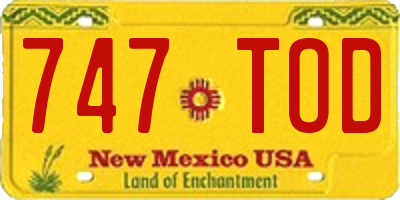 NM license plate 747TOD