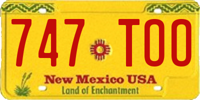 NM license plate 747TOO