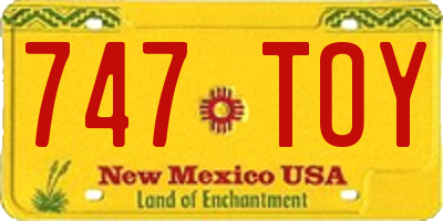 NM license plate 747TOY