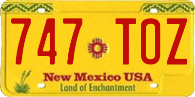 NM license plate 747TOZ