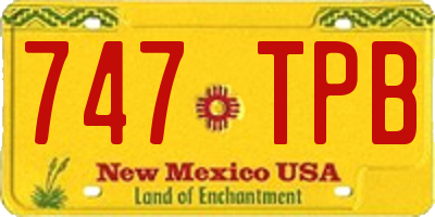 NM license plate 747TPB