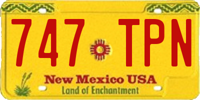 NM license plate 747TPN