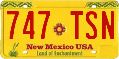 NM license plate 747TSN
