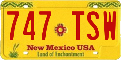 NM license plate 747TSW