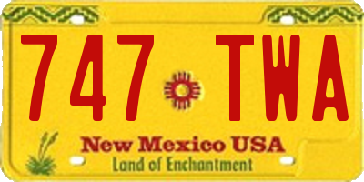 NM license plate 747TWA