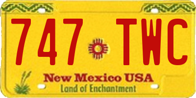 NM license plate 747TWC