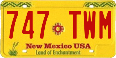 NM license plate 747TWM