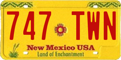 NM license plate 747TWN