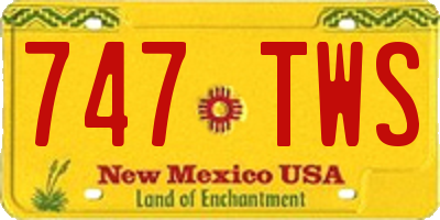 NM license plate 747TWS