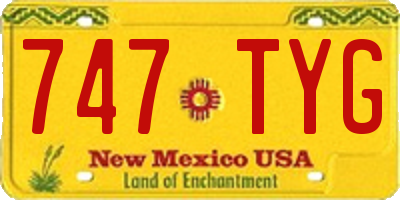 NM license plate 747TYG