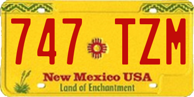 NM license plate 747TZM