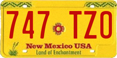 NM license plate 747TZO