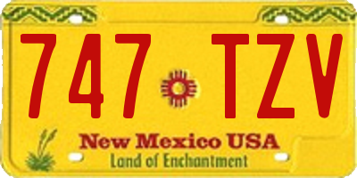 NM license plate 747TZV