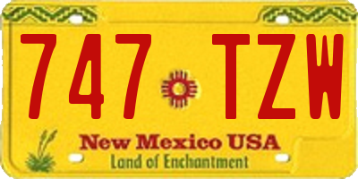 NM license plate 747TZW