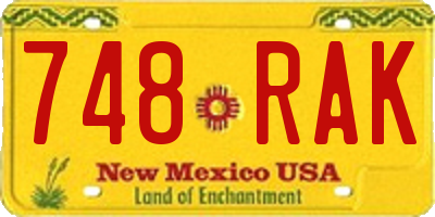 NM license plate 748RAK