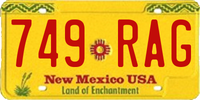 NM license plate 749RAG