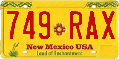 NM license plate 749RAX