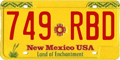 NM license plate 749RBD
