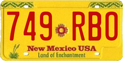 NM license plate 749RBO