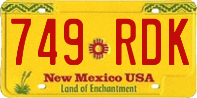 NM license plate 749RDK