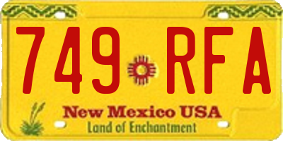 NM license plate 749RFA