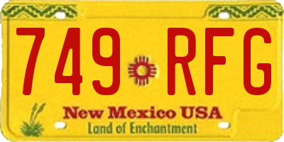 NM license plate 749RFG