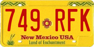 NM license plate 749RFK