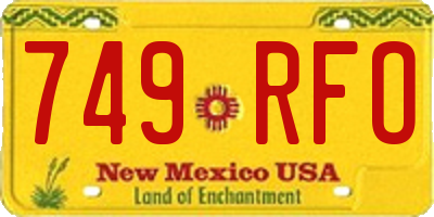 NM license plate 749RFO