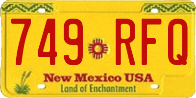 NM license plate 749RFQ