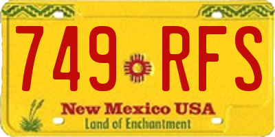 NM license plate 749RFS