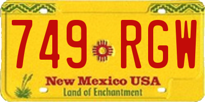 NM license plate 749RGW