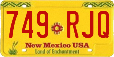 NM license plate 749RJQ