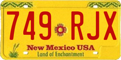 NM license plate 749RJX