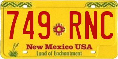 NM license plate 749RNC