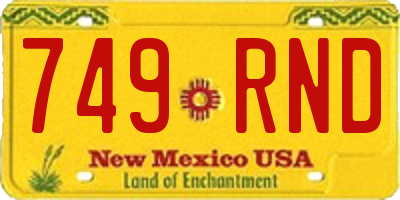 NM license plate 749RND