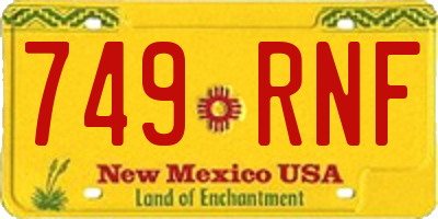 NM license plate 749RNF