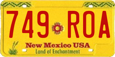 NM license plate 749ROA